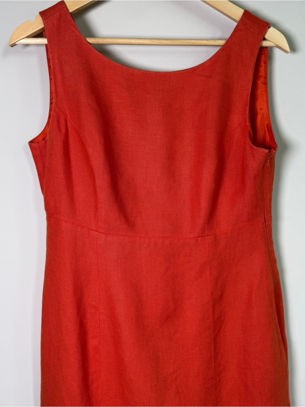 Vintage Talbots Orange Irish Linen Sleeveless Shift Dress Coastal Vacation 8 - Picture 3 of 8